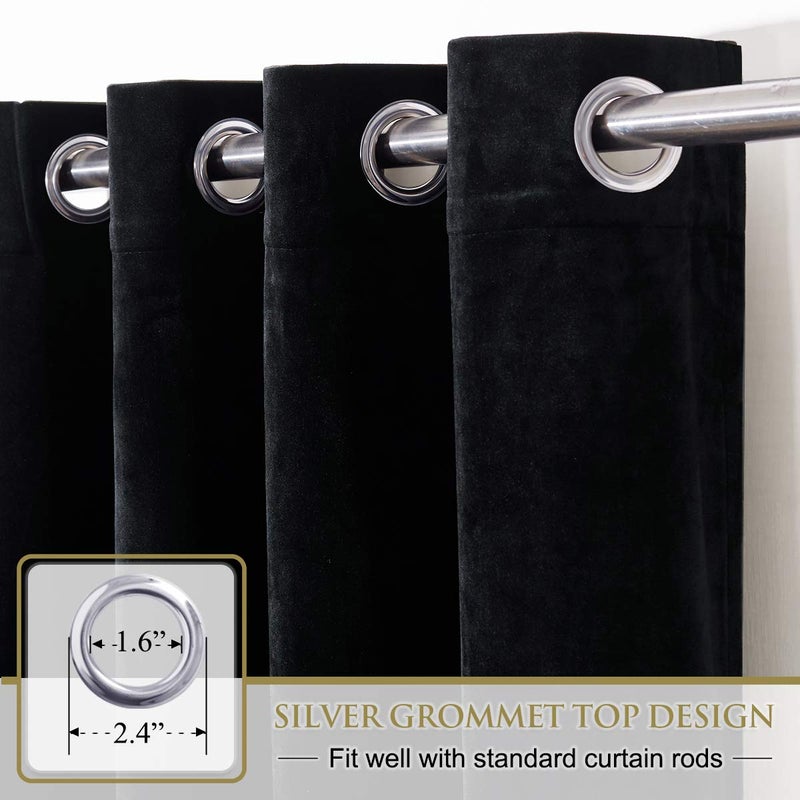 StangH Blackout Velvet Curtains for Bedroom - Super Soft Smooth Soundproof Velvet Drapes with Grommet Heat & Noise Reducing Window Covering for Study Room/Loft, W52 x L63, Black, 2 Pcs - Image 2